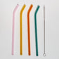4pc Reusable Glass Straws Water Cup Straw Cup Colorful Heat Resistant Glass Straw with Cleaning Brush Drinking Milk Tea - Brooklyn Home - 0