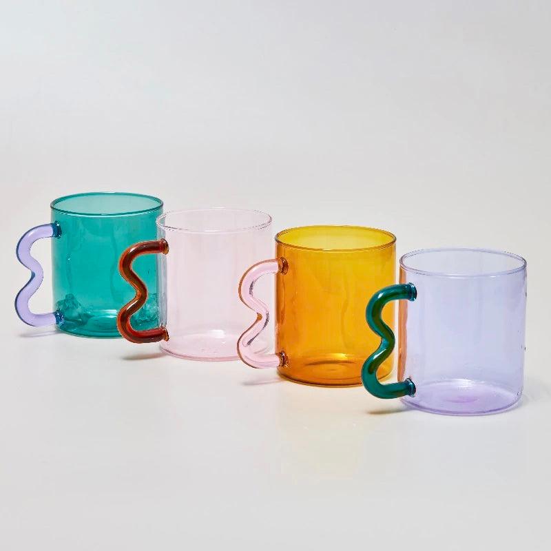 Wavy Glass Mugs - Heat Resistant - Hand Blown Glass - Brooklyn Home - Drinkware