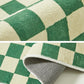 Green Checkered Entryway Rug - 100% Polyester - Shed Resistant - Non Slip Backing - Brooklyn Home - Rugs