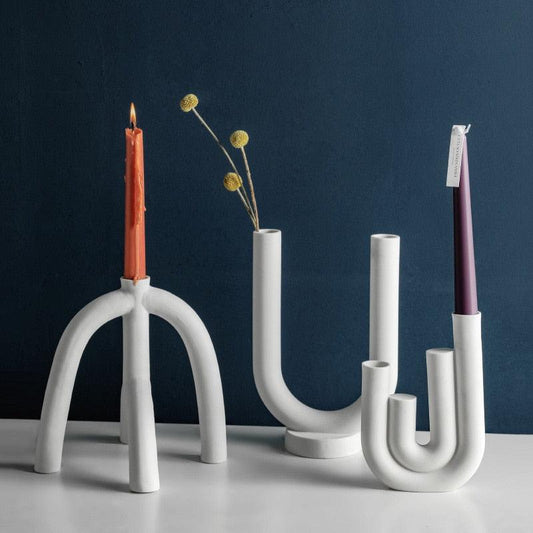 Ceramic Candlestick Holder - Brooklyn Home - Candle Holders